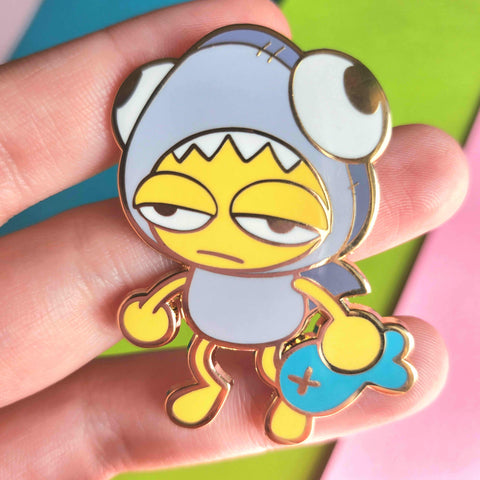 shark guy enamel pin