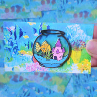 fish bowl enamel pin