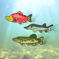 lake fish enamel pins